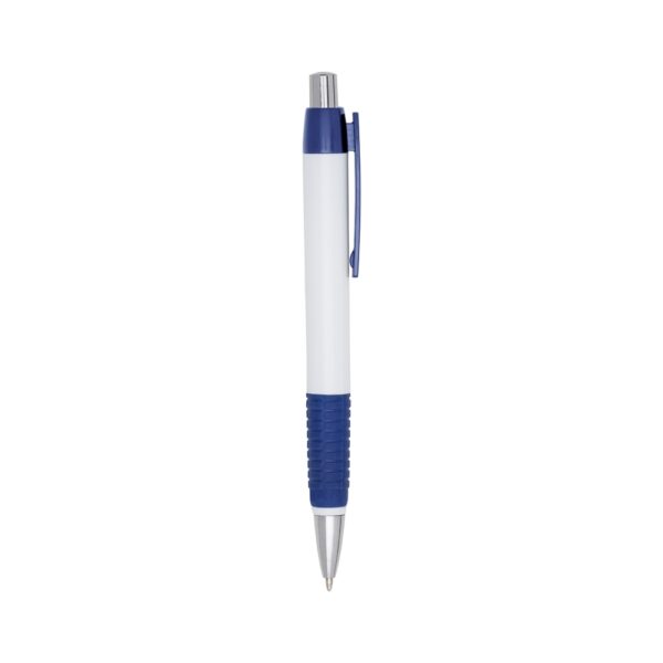 Caneta esferográfica azul plástica personalizada para brindes corporativos