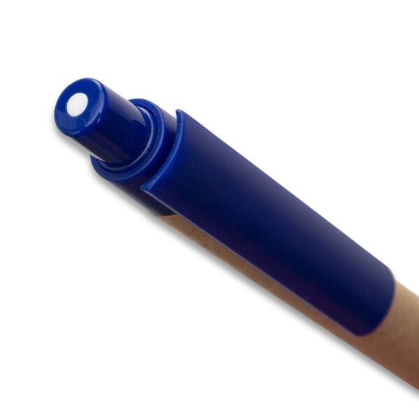 Caneta ecológica fabricada em papelão reciclado com detalhes em plástico biodegradável, design sustentável e moderno, ideal para brindes corporativos, ações promocionais e campanhas ecológicas. Produto leve, funcional e amigo do meio ambiente.