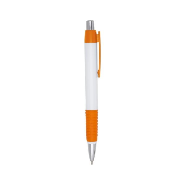 Caneta esferográfica laranja plástica personalizada para brindes corporativos