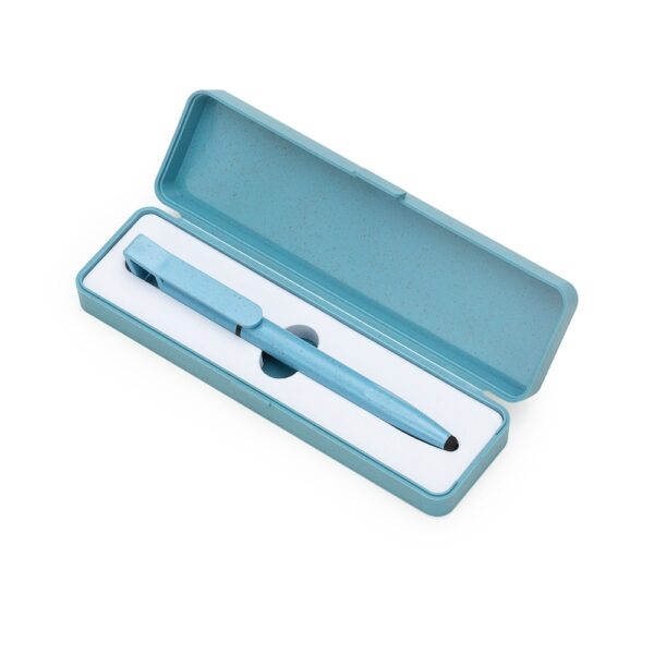 Estojo ecológico em fibra de bambu com acabamento natural e berço de espuma interno para acomodar uma caneta. Produto sustentável, elegante e ideal para compor kits corporativos personalizados. Excelente opção de embalagem para brindes ecológicos empresariais, ações promocionais, eventos e presentes institucionais com foco em responsabilidade ambiental.