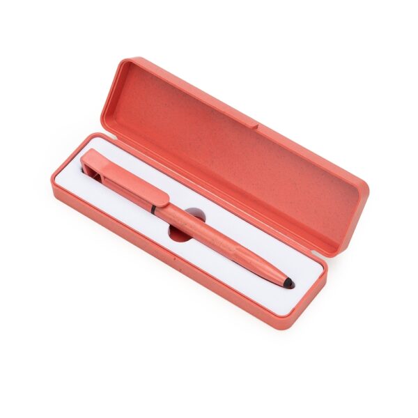 Estojo ecológico em fibra de bambu com acabamento natural e berço de espuma interno para acomodar uma caneta. Produto sustentável, elegante e ideal para compor kits corporativos personalizados. Excelente opção de embalagem para brindes ecológicos empresariais, ações promocionais, eventos e presentes institucionais com foco em responsabilidade ambiental.