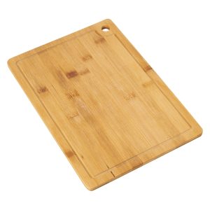 Tábua de corte com canaleta 34x24 cm em madeira resistente, ideal para cortar carnes, legumes e frutas. Possui sulco que retém líquidos, mantendo a bancada limpa. Utensílio de cozinha durável e prático, perfeito para chefs e amantes da gastronomia que buscam qualidade e higiene